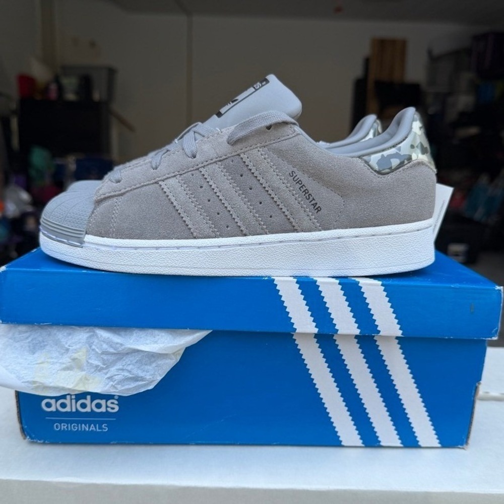 Adidas Superstar Grey Suede Camo Kids Size 2.5